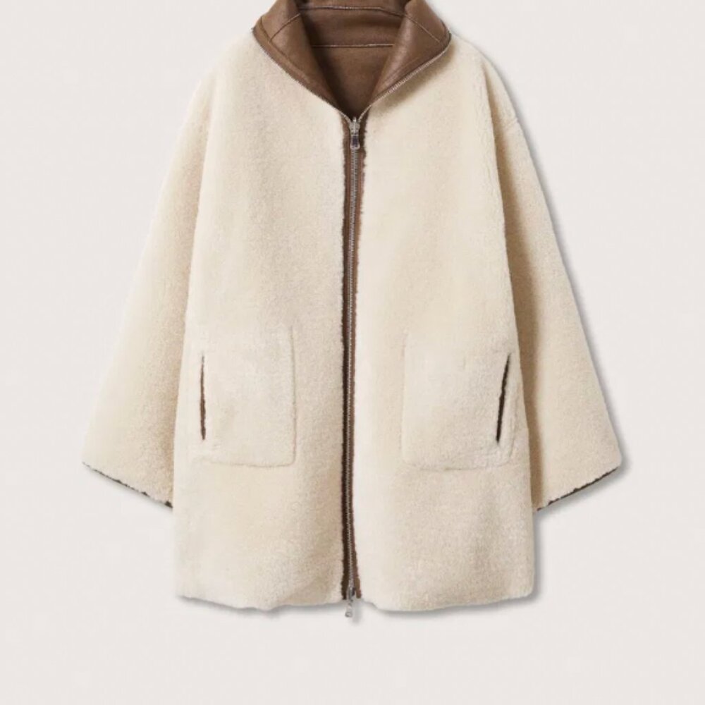 MANGO Reversible Faux Shearling-Lined Coat - Picture 2 of 10